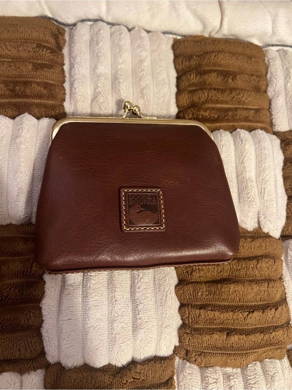 Dooney & Bourke Florentine Large Framed Kiss lock Pouch in Chestnut NWTS!